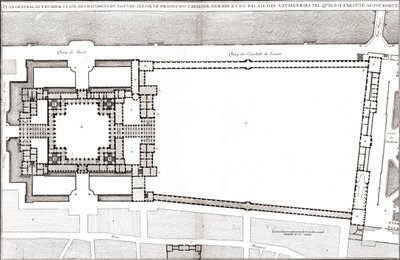Plan general según el proyecto de Bernini para el Louvre y las Tullerías en “Francoise Architecture” de Jacques-Francois Blondel de Gian Lorenzo (after) Bernini
