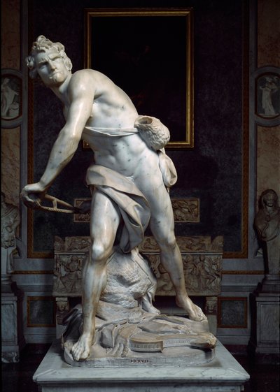 David lanzando la piedra de la honda. Escultura barroca hecha por Gian Lorenzo Bernini de Gian Lorenzo Bernini