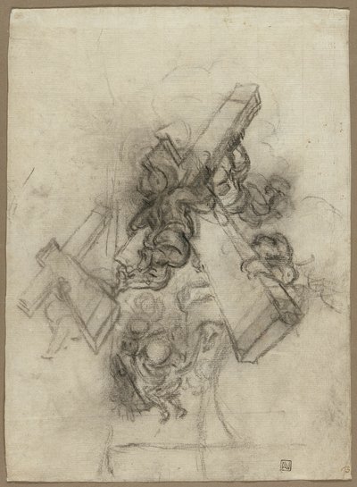 Putti llevando la cruz (anverso); Estudios de una mano (reverso) de Gian Lorenzo Bernini