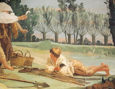 Campesinos descansando, de Giandomenico Tiepolo (1727-1804), fresco, Detalle, Villa Valmarana ai Nani, Vicenza de Giandomenico (1727 1804) Tiepolo