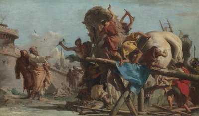 La construcción del Caballo de Troya, c.1760 (óleo sobre lienzo) de Giandomenico (1727 1804) Tiepolo