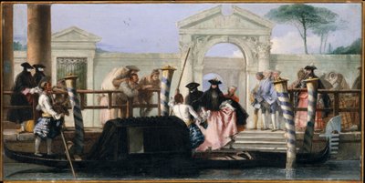La partida de la góndola de Giovanni Domenico Tiepolo
