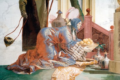 (detalle) de La ofrenda de frutas a una deidad lunar, de la Sala China en la Foresteria, 1757 de Giovanni Domenico Tiepolo