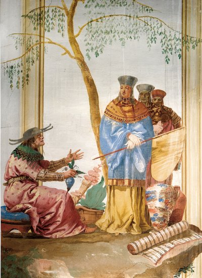 (detalle) del fresco en la Sala China, en la Foresteria, 1757 de Giovanni Domenico Tiepolo