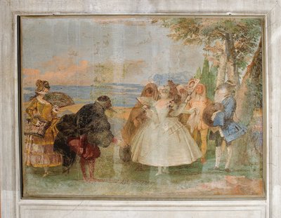 Minué con Pantalón y Colombina, de la Sala de Escenas de Carnaval en la Foresteria, 1757 de Giovanni Domenico Tiepolo