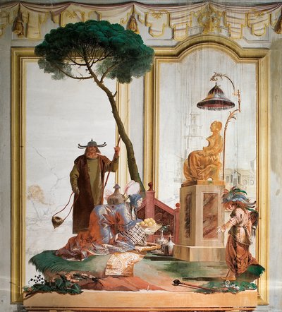 La ofrenda de frutas a una deidad lunar, de la Sala China en la Foresteria, 1757 de Giovanni Domenico Tiepolo