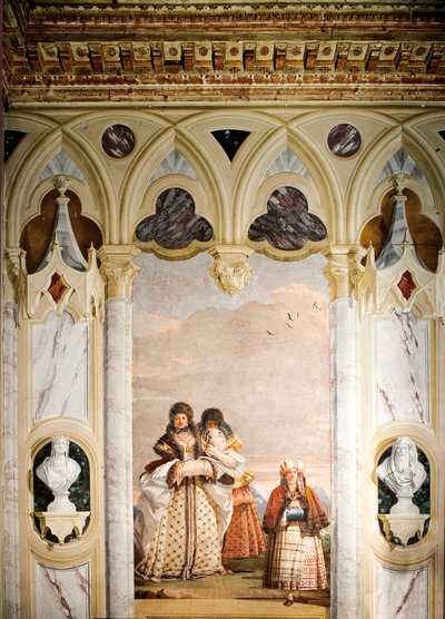 El paseo de invierno, de la Sala del Pabellón Gótico, en la Foresteria, 1757 de Giovanni Domenico Tiepolo