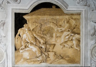 Vulcano en su fragua, de la Sala de la Eneida en la Palazzina, 1757 de Giovanni Domenico Tiepolo