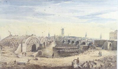 Construcción del nuevo Puente de Londres junto al viejo Puente de Londres de Gideon Yates