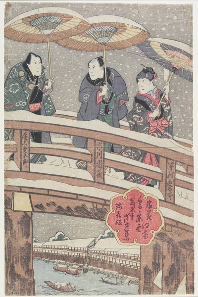 Escena de nieve en Osaka al sur del río, 1825 de Gigado Ashiyuki