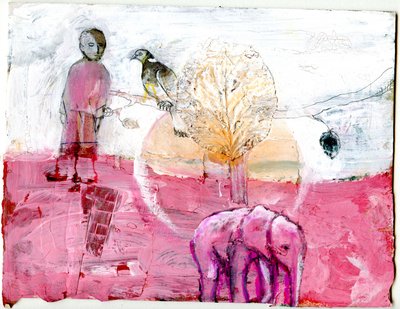 Paloma de madera y elefante, 2014 (técnica mixta) de Gigi Sudbury