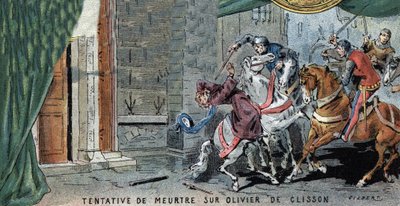 Intento de asesinato de Olivier V de CLISSON (1336-1407) connetable francés. Ilustración de Gilbert, finales del siglo XIX. de Gilbert