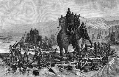Aníbal cruzando el Ródano, 218 a.C., 1882-1884 de Gilbert