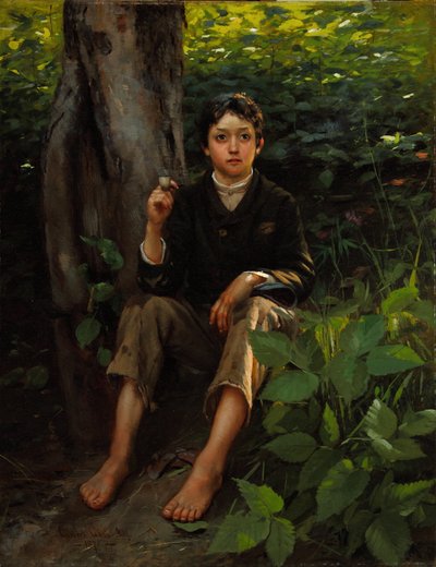 Su primer humo 1878 (Óleo sobre lienzo) de Gilbert Gaul
