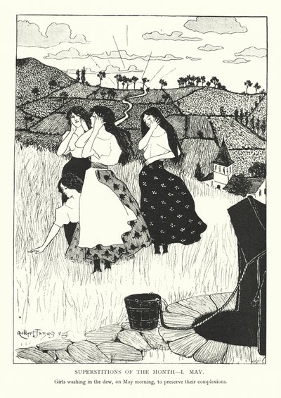Supersticiones del mes - 1 de mayo (litografía) de Gilbert James
