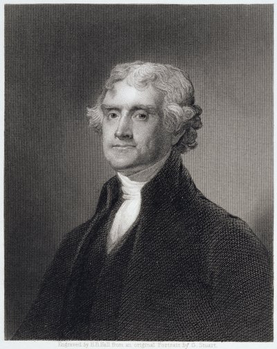 Retrato de Thomas Jefferson, grabado por Henry Bryan Hall (1808-84) de Gilbert Stuart