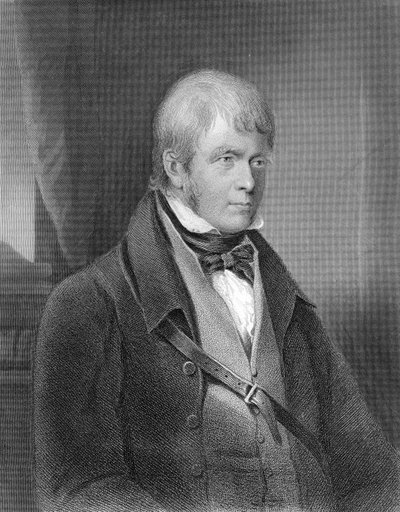Retrato de Walter Scott (grabado) de Gilbert Stuart Newton