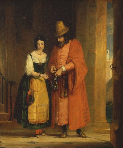 Shylock y Jessica del "Mercader de Venecia", II, ii de Gilbert Stuart Newton
