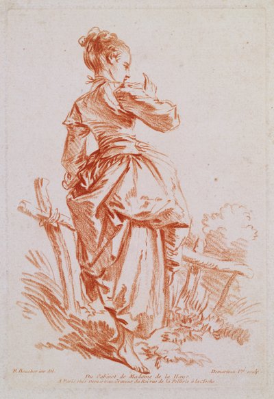 Pastora (aguafuerte después de Boucher) de Giles Demarteau