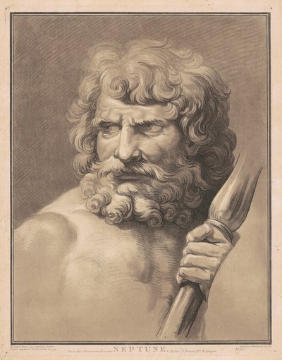 Neptuno de Gilles Antoine Demarteau, after Anicet Charles Gabriel Lemonnier, after Raphael