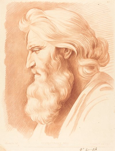 Cabeza de un Hombre Venerable de Gilles Antoine Demarteau after Edme Bouchardon