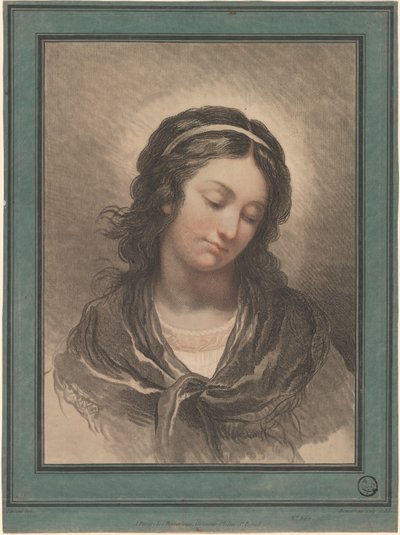 Cabeza de una mujer mirando hacia abajo de Gilles Antoine Demarteau after François André Vincent