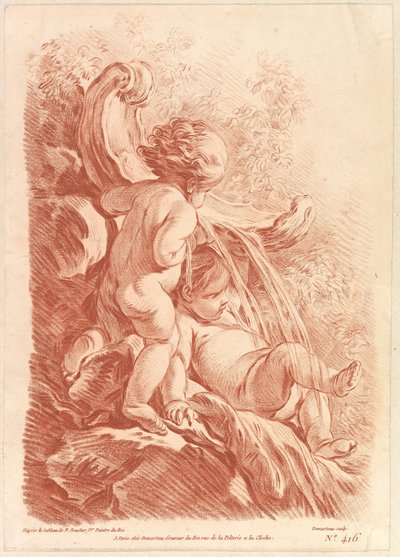 Fuente con dos cupidos, ca. 1773 de Gilles Demarteau