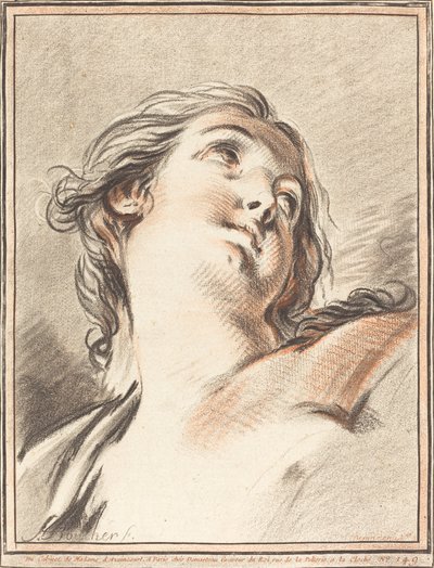 Cabeza de una mujer mirando hacia arriba, 1767 de Gilles Demarteau
