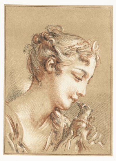 chica con una paloma Tête de Diane a la colombe de Gilles Demarteau