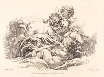 Tres querubines jugando en una ola como delfín de Gilles Demarteau