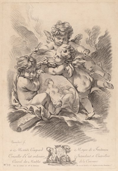 Alegoría de la Pintura con Tres Querubines de Gilles Demarteau the Elder after François Boucher