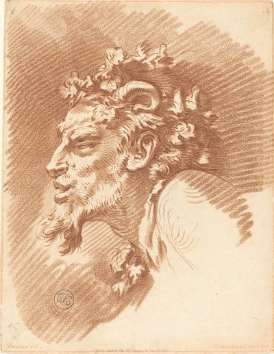 Cabeza de un fauno de Gilles Demarteau, the Elder after François Boucher