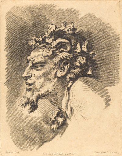 Cabeza de un fauno de Gilles Demarteau, the Elder after François Boucher