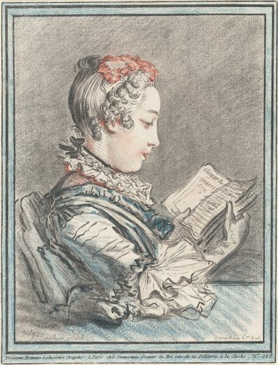 Joven leyendo "Héloïse y Abélard" de Gilles Demarteau, the Elder after François Boucher