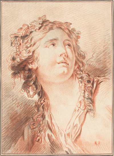 Cabeza de una joven de Gilles Demarteau, the Elder after Jean Baptiste Le Prince