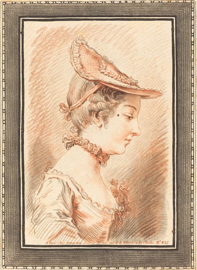 Cabeza de una joven de Gilles Demarteau, the Elder after Jean Martial Fredou