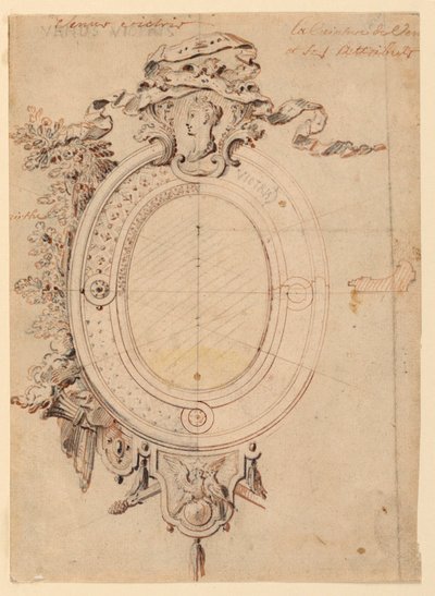 Diseño para un marco ovalado sobre el tema de Venus victoriosa de Gilles Marie Oppenord
