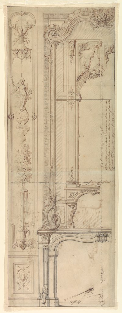 Diseños para chimeneas para el Hôtel de Pomponne, Place des Victoires, París de Gilles Marie Oppenord