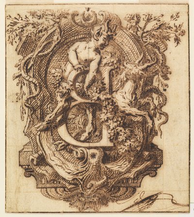 Diseño ornamental para la letra B de Gilles Marie Oppenord