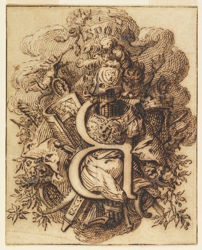 Diseño ornamental para la letra B de Gilles Marie Oppenord