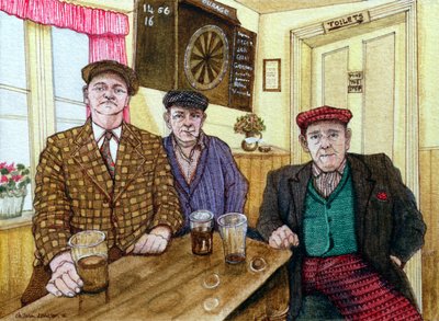Tres Hombres en un Pub, 1984 de Gillian Lawson