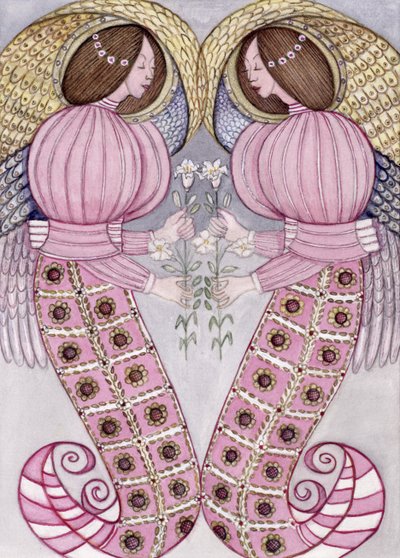 Dos ángeles con lirios tigre, 1995 de Gillian Lawson