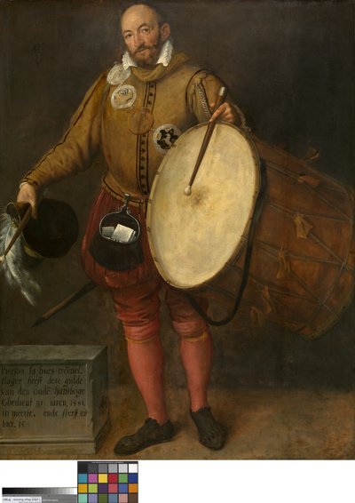 Pierson la Hues, Tamborilero y Paje del Viejo Gremio de Arqueros (óleo sobre madera) de Gillis (c.1535 99) Congnet