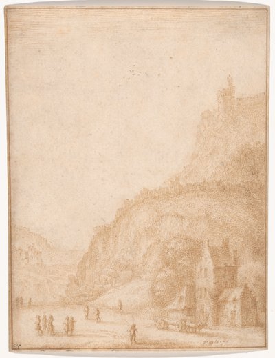 Paisaje con figuras y caballos en primer plano de Gillis Neyts