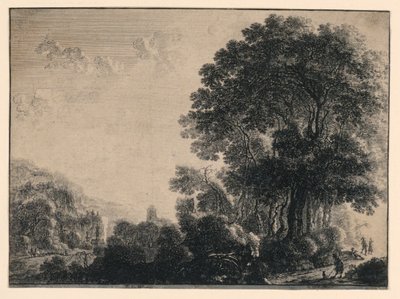 El hombre y su perro en un paisaje de Gillis Neyts