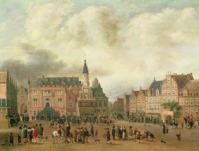 Anuncio de la Paz de Breda en el Grote Markt, Haarlem, c.1667 de Gillis Rombouts