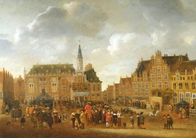 El Anuncio del Tratado de Paz de Münster en 1648 desde el Balcón del Ayuntamiento de Haarlem de Gillis Rombouts