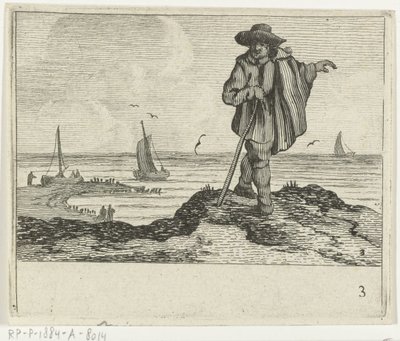 Paisaje de dunas con andador Playas y paisajes acuáticos de Verscheyden realizados por Jan Percelles (título de la serie) de Gillis van Scheyndel (I)