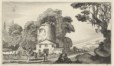 paisaje con una torre Doce paisajes con figuras (título de serie) de Gillis van Scheyndel (I)