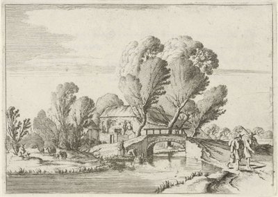 Dos caminantes por un canal Siete paisajes (título de la serie) de Gillis van Scheyndel (I)